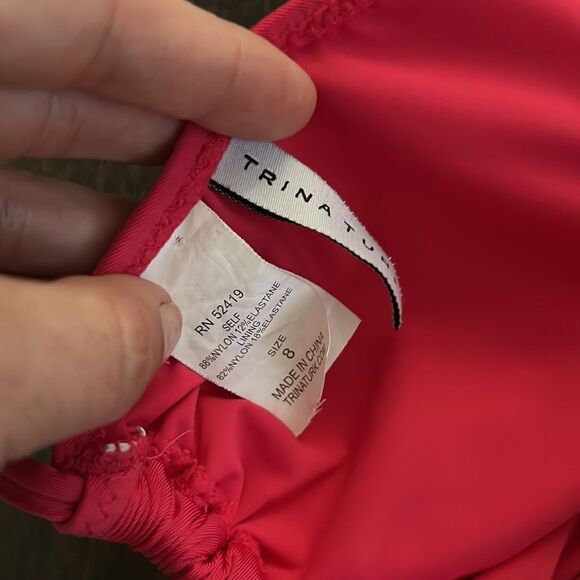 Trina Turk pink high neck halter bikini top Sz-8 - Picture 7 of 9
